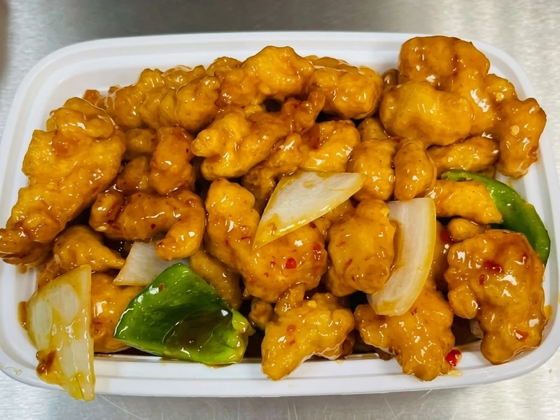 General Tao chicken combo plate at Spring Wok Express Stoney Creek Hamilton